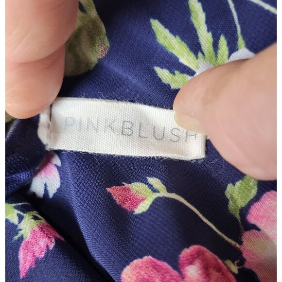 Pink Blush Womens Maternity Floral Dress Navy Blue Size Medium - Picture 8 of 9